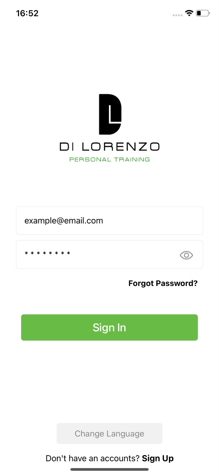 My Fit Spot login screen